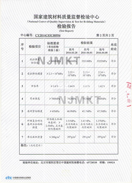 碳纖維布安全性鑒定報(bào)告
