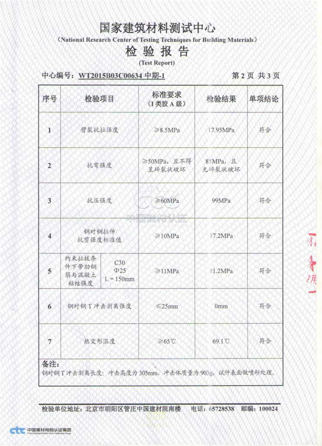 圖曼卡特品牌植筋膠檢測報(bào)告