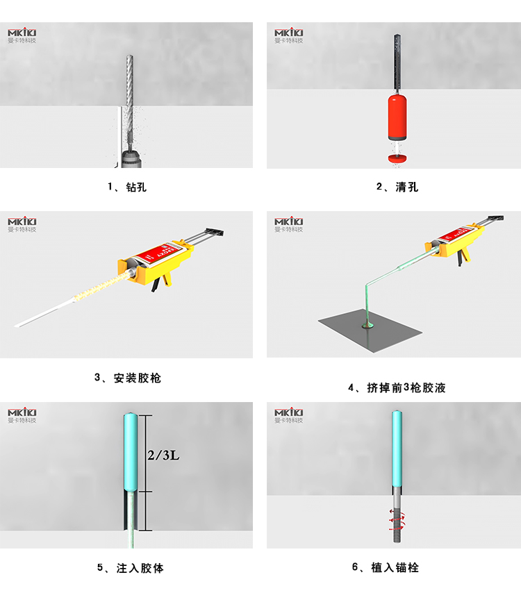 致電曼卡特索取3D植筋膠施工方法視頻，2分鐘學(xué)會植筋膠施工技術(shù)