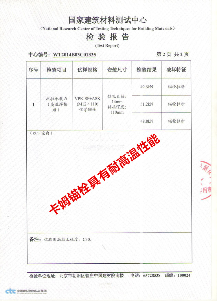 卡姆錨栓報告